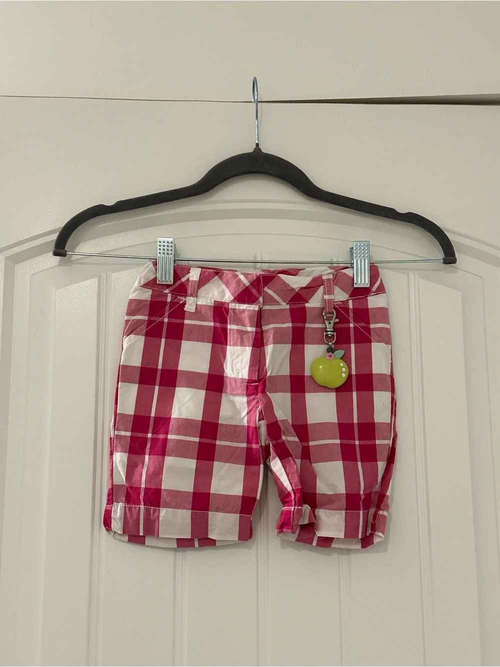 Vintage Gymboree Apple Hot Pink Plaid Bermuda Shorts W Charm Sz 3 07 Candy Apple